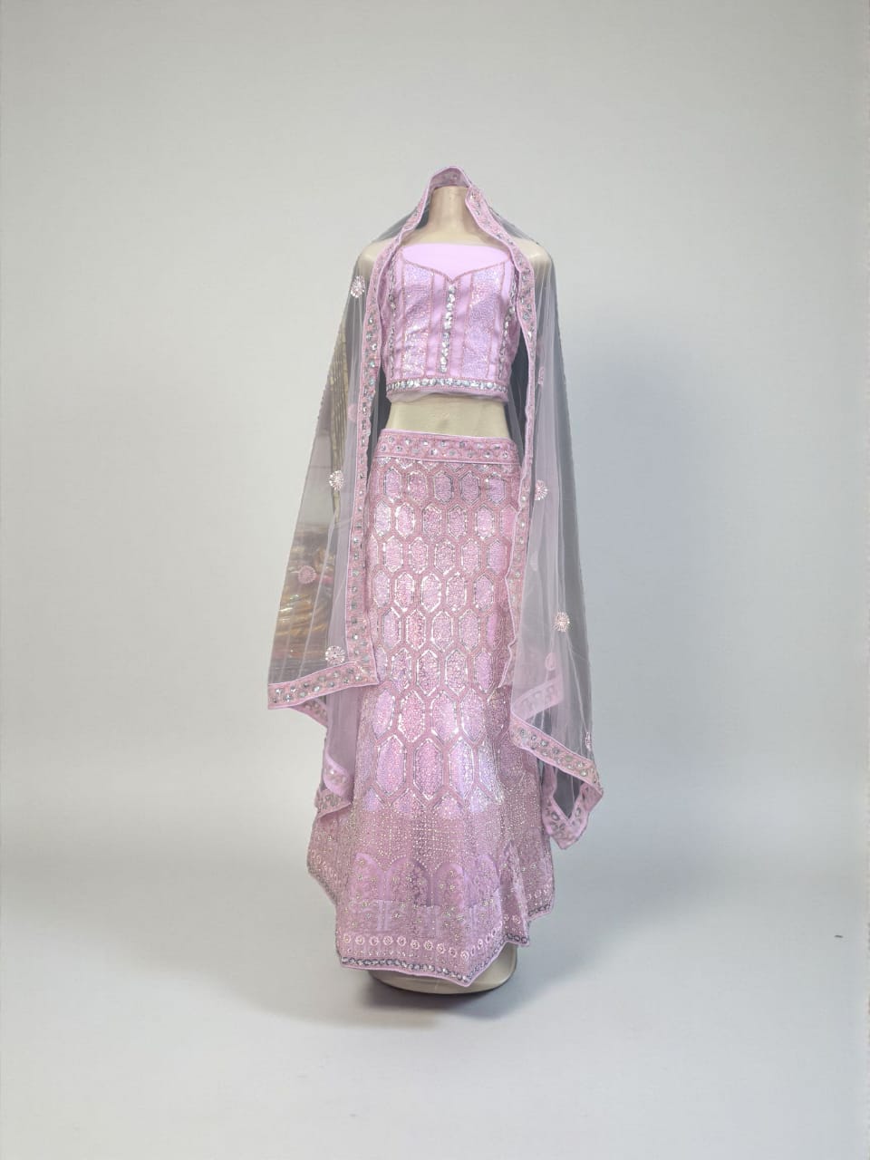 Sc-4600 Baby Pink Lehenga (unstitched)