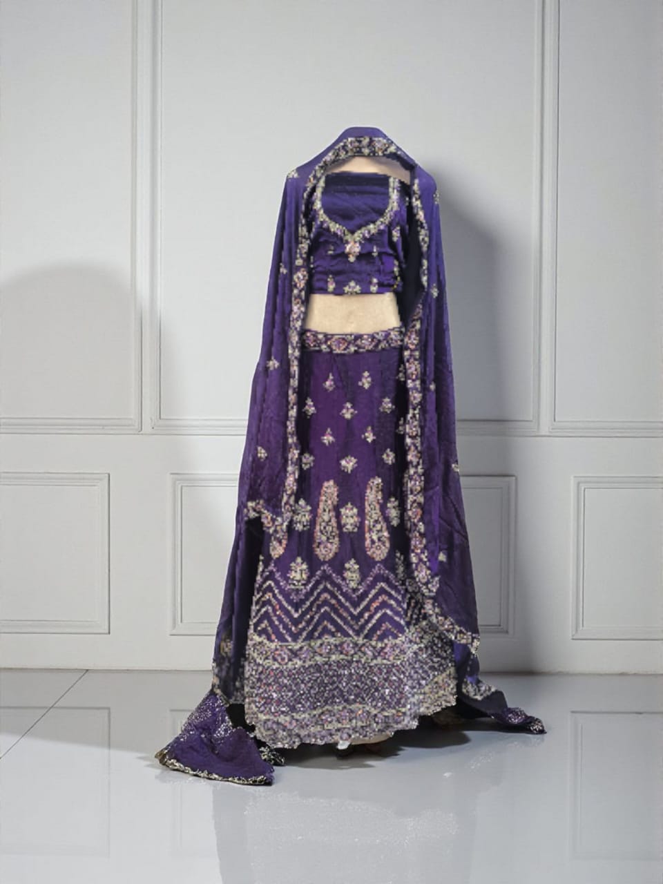 Sc-6900 Dark purple Lehenga(unstitched)