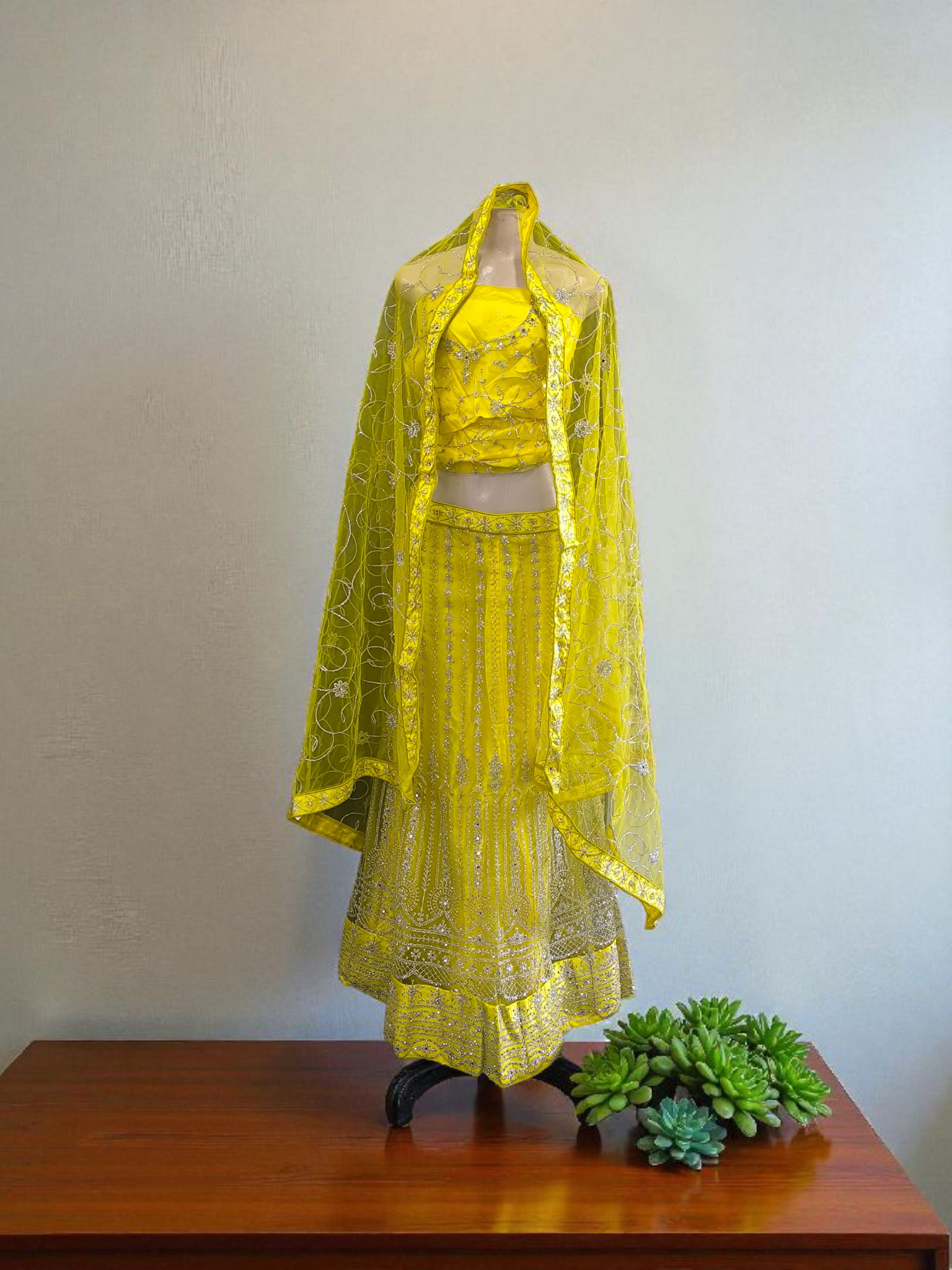 Sc-2900 Yellow Lehenga (unstitched)