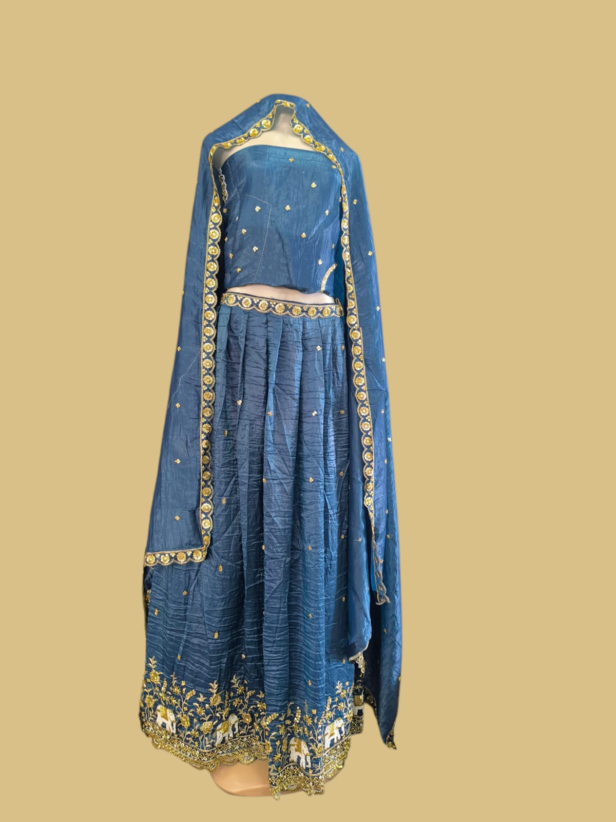 Sc-6800 Dark blue Lehenga (unstitched)