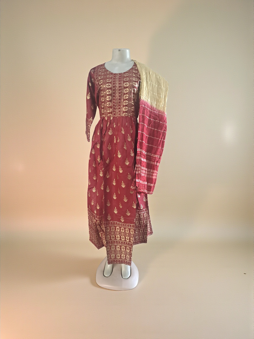 Scp-1540 /3 pc long cotton kurti dress