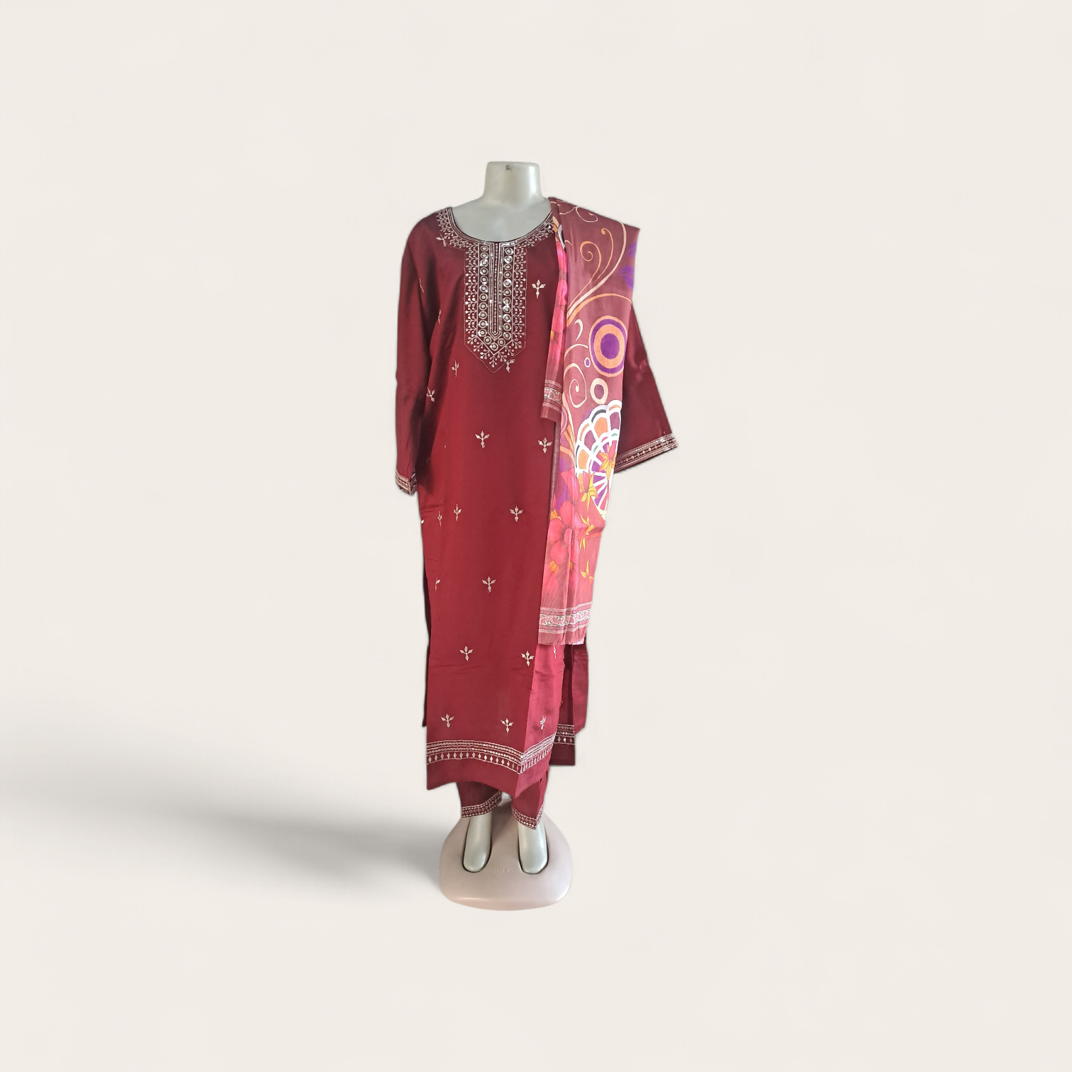 Scp02-1540 3pcs light maroon Punjabi sets